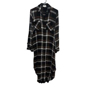 Cabin Cozy Plaid Shirt Dress Bella Dahl Brown Black Size M